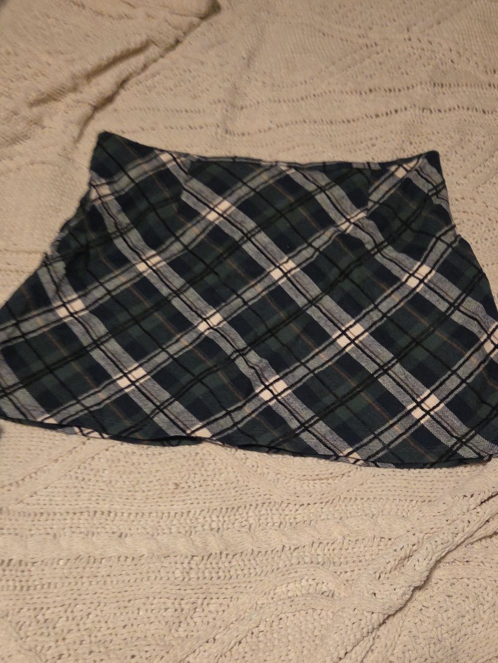 Altar'd State Navy, Green and White Plaid Mini Skirt
